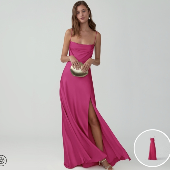 Fame and Partners Strappy Draped Gown in Hot Pink size 4 NWT - Picture 1 of 9
